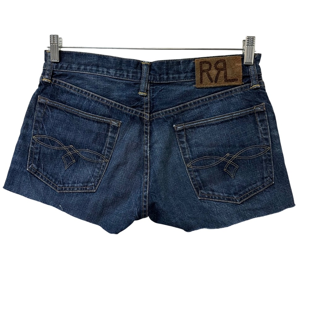 RRL Ralph Lauren Selvedge Denim Shorts Dark Wash Cut Off Made in USA 31 Womens